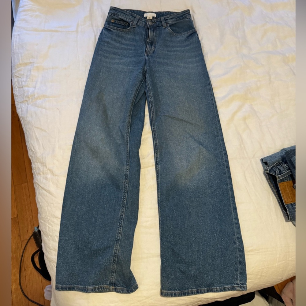 H&M Blue Flare Wide Leg Jeans